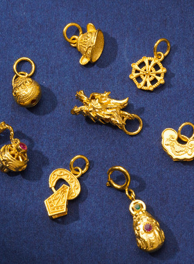 古法沙金项链吊坠保色手链挂件小滴溜仿黄金色diy配件饰品百搭