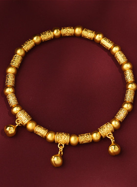 保色沙金铃鸣祥瑞平安手链六字真言古法铃铛隔珠手串圆珠diy配件