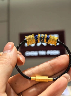 保色沙金故宫系列古法錾刻鎏彩金色转运珠通孔DIY手串珠手链配件