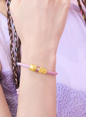 保色沙金王安宇同款Hello Kitty凯蒂猫系列珐琅手链DIY配件转运珠