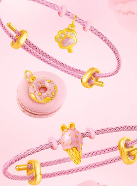 蜜兔系列黄金色多巴胺甜美鎏彩珐琅串珠转运珠手链DIY配件