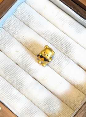 沙金爱心黄油小熊转运珠黄金色镀24k小串珠手绳diy配件女生饰品