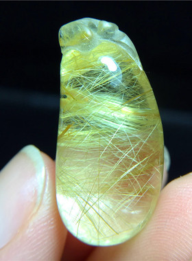 巴西纯天然黄钛晶发晶吊坠情侣款