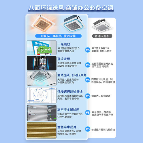 志高商用3p大5匹变频一级2五6中央空调嵌入吊吸顶式天花机全直流 - 图0
