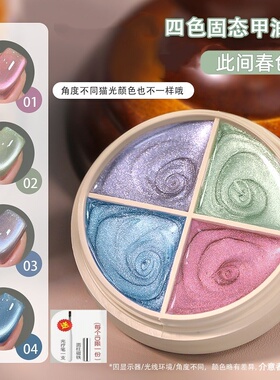 美甲流行新款四色固态罐装猫眼胶