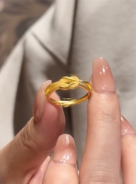 古法工艺连理枝同心结戒指女