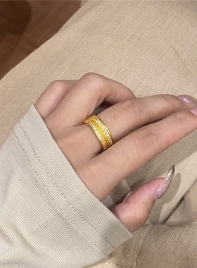 新中式点钻麦穗闭口戒指女