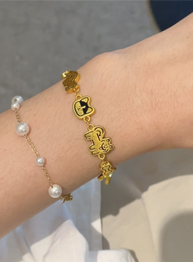 新款汪汪队小狗狗手链女黄金色可爱萌宠物快乐汪星人手串礼物手饰