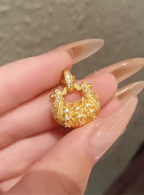 立体浮雕麦穗锁包吊坠项链女