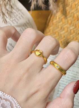 小克重圆润金坨坨小胖福戒指女