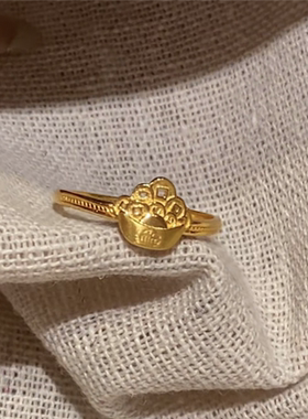 招财进宝聚宝盆五帝钱戒指女