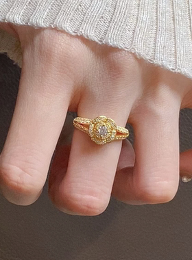 超美满钻设计玫瑰花戒指女