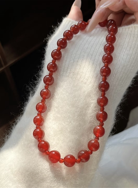 【赵露思许妍同款】天然红玛瑙双圈手串女红色玉髓手链送礼物女友