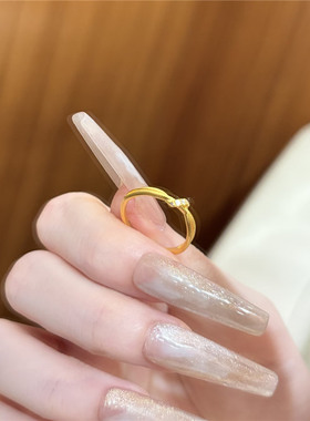 精致小巧扭结点钻开口戒指女