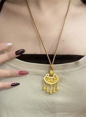 珐琅彩花枝璎珞锁包毛衣链编织绳