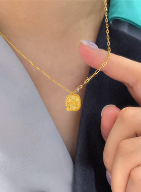 金灿灿拉丝小方糖戒指女