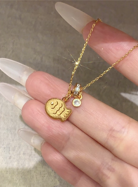 拉丝极简小黄鱼吊坠项链女