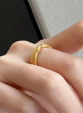 周家国韵传承点钻缎带麦穗戒指女