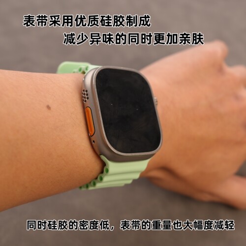 适用于Apple Watch Ultra2S10/8/9se苹果手表硅胶海洋表带防水 - 图0