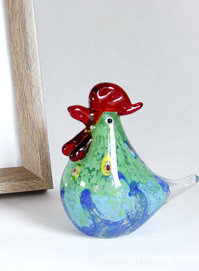 小鸡摆件琉璃居家入户玄关桌面装饰淄博创意水晶鸡手作工艺品礼物