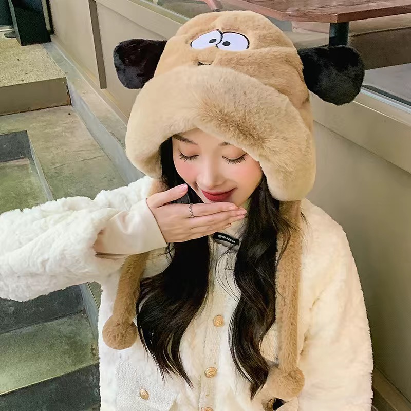 大头围粗毛线帽子女秋冬季保暖