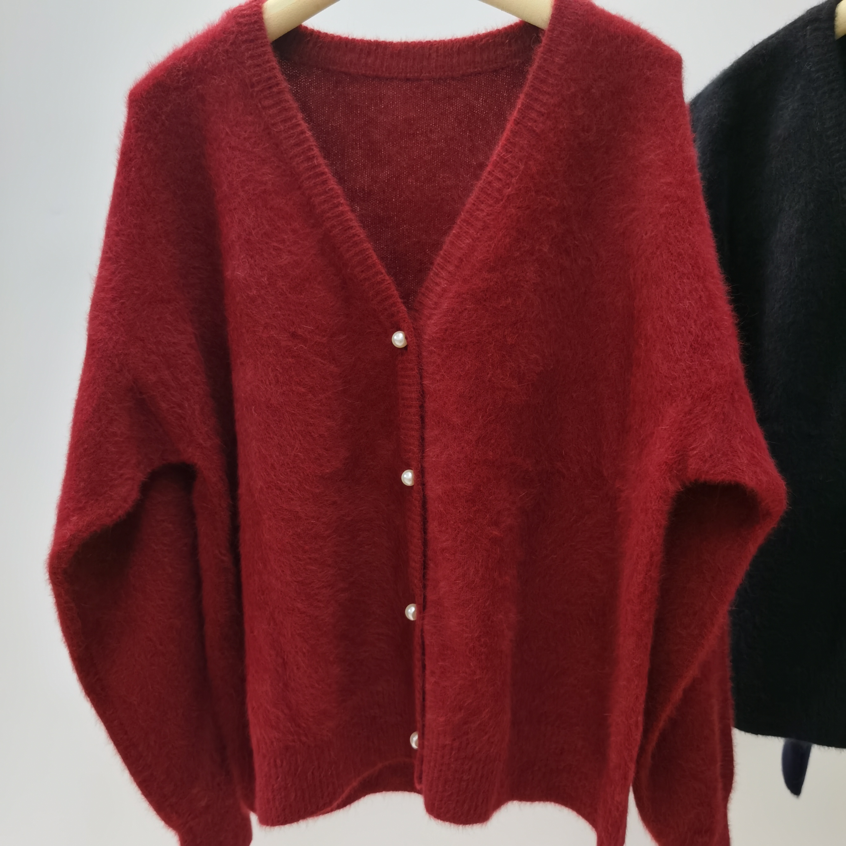 小云朵轻奢小皮草宽松V领软糯篷松狐狸绒针织开衫外套女