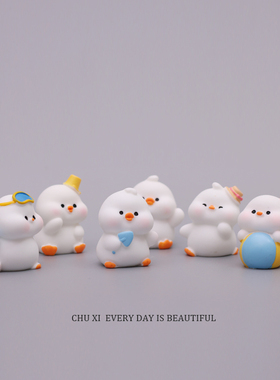 微景观可爱卡通沙滩小鸭桌面摆件