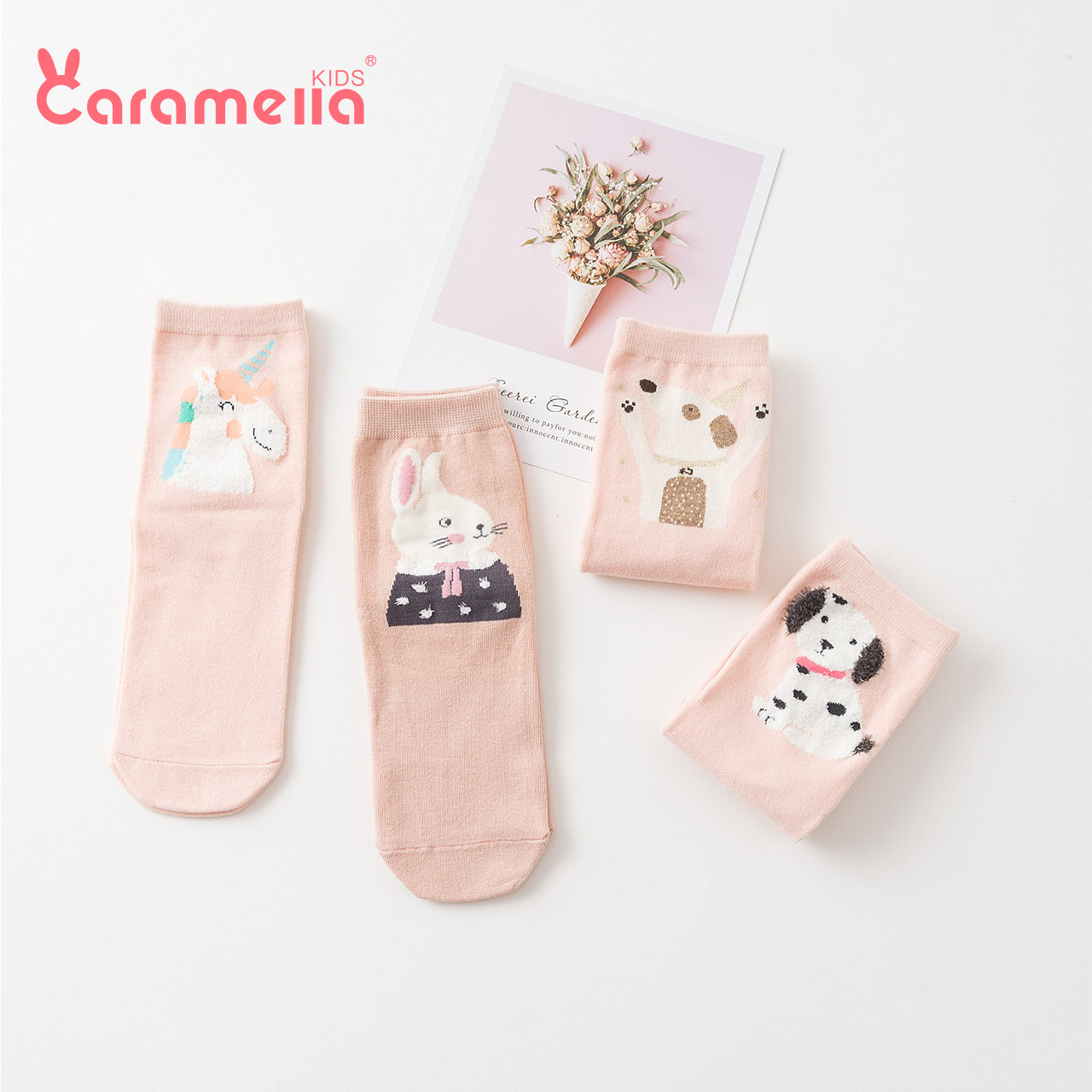 caramella服饰旗舰店Caramella婴儿童宝宝卡通立体春秋薄款可爱中筒男女纯棉长袜子2