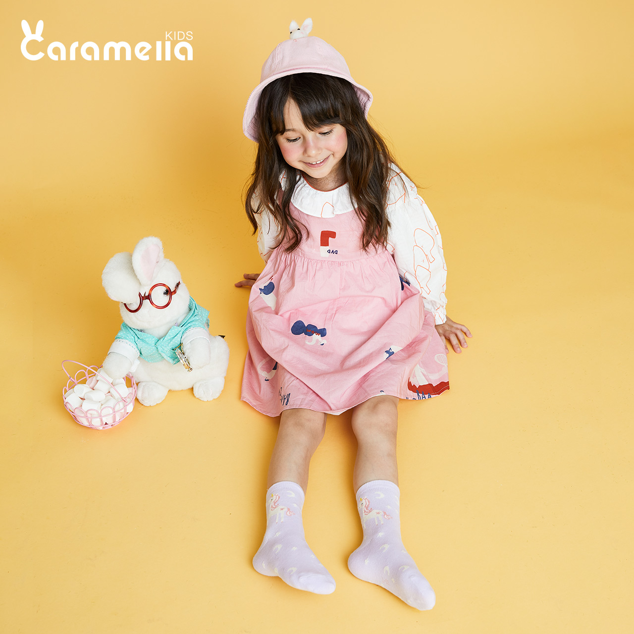 caramella服饰旗舰店caramella儿童宝宝秋冬季女袜子动物中长筒纯棉婴儿甜美春秋童袜0