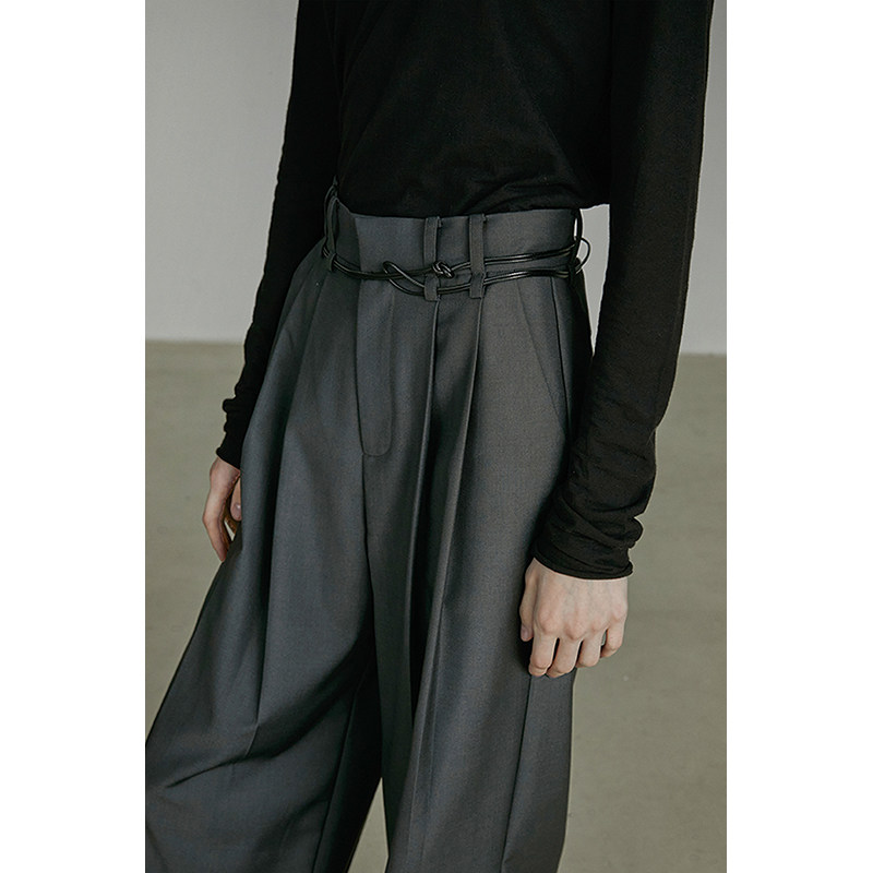 UNSPOKEN深灰色西装裤女2026春季高级感休闲裤高腰显瘦垂感阔腿裤,淘宝优惠券,粉丝福利购,淘宝优惠卷