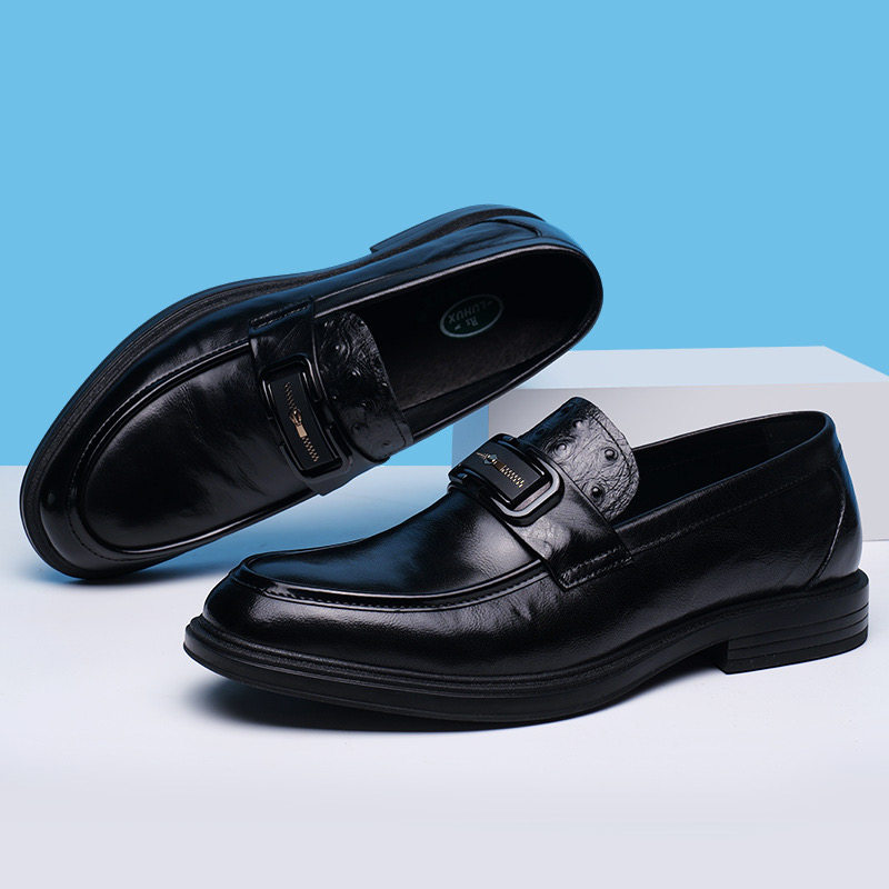 广州真皮男鞋2026新款男士商务休闲皮鞋透气豆豆鞋男款套脚乐福鞋,淘宝优惠券,粉丝福利购,淘宝优惠卷