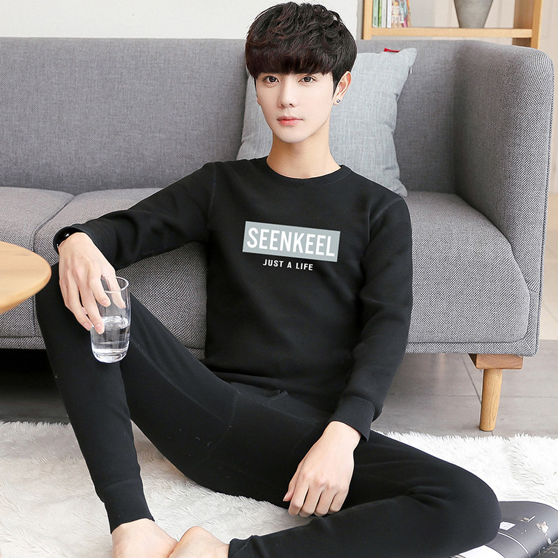 保暖男士加绒青少年可外穿保暖衣 贴身领域内衣保暖套装