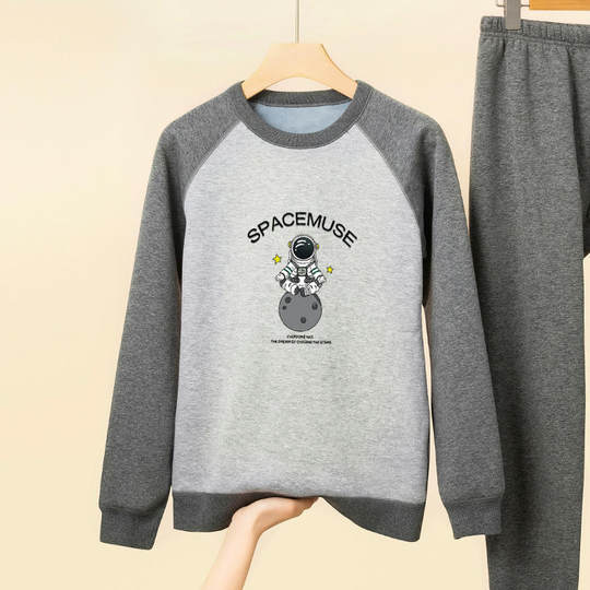 贴身领域保暖内衣男加厚加绒青少年男士保暖衣服套装冬季可外穿