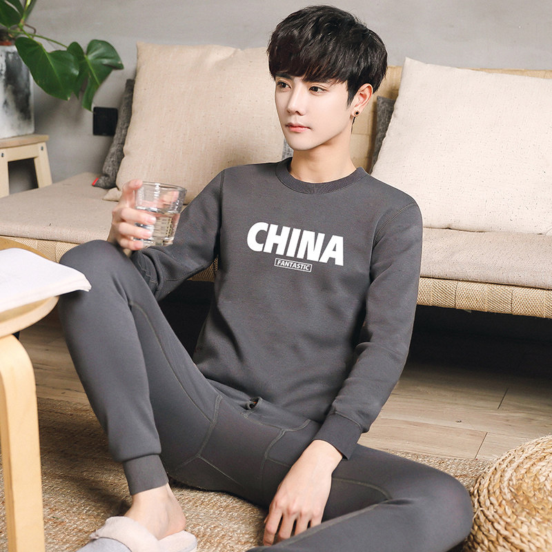 保暖男士加绒青少年可外穿保暖衣 贴身领域内衣保暖套装