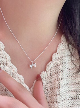 持恒s925纯银蝴蝶结项链女韩国新款小众设计轻奢气质高级感锁骨链