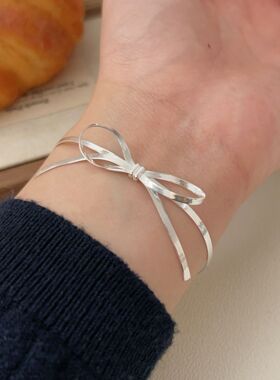 持恒S925银刀片链蝴蝶结项链女抖音爆款轻奢新款小清新冷淡风颈链