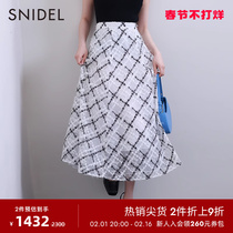 SNIDEL Spring Summer Style sweet and beautiful ladies perspective Gripples high waist snow-spinning half-body dress SWFS231173