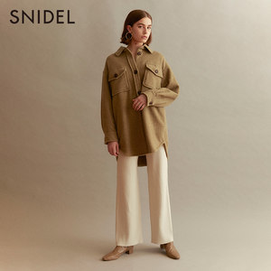 SNIDEL2019秋冬新品纯色单排扣工装羊毛阔版衬衫外套SWFJ194161