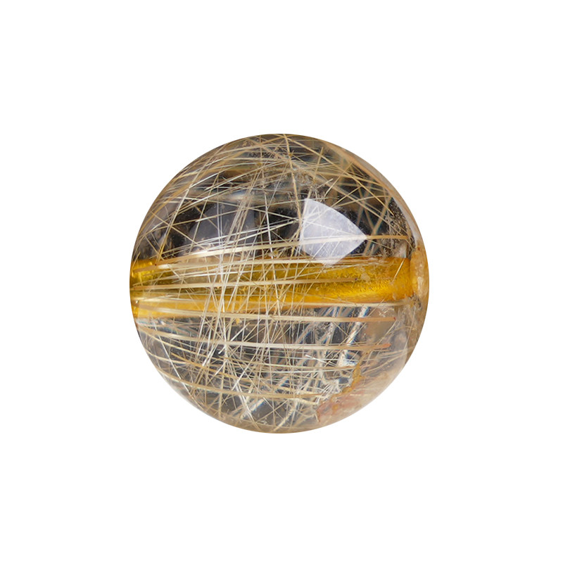 原矿巴西金发晶散珠钛晶圆珠单颗隔珠多宝水晶手串手链diy配饰珠 - 图3