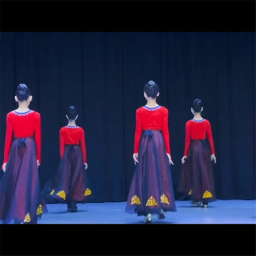 新疆舞维吾尔族演出服女儿童舞蹈服蒙古飘逸大摆裙练功服艺考裙子 - 图2