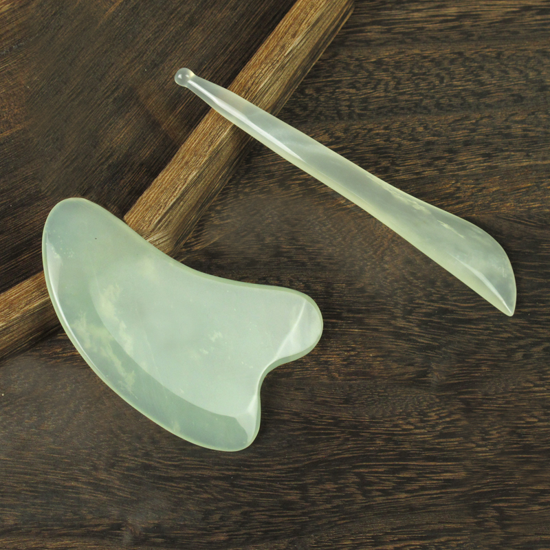 天然岫玉板经络刮脸板拨筋板脸部面部腿部背部美容岫岩玉棒按摩片 - 图1