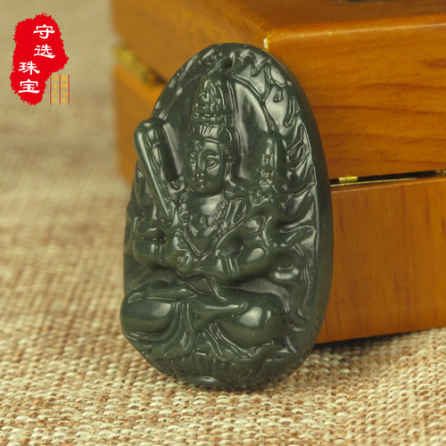 天然和田玉虚空藏菩萨吊坠项链生肖属牛属虎守护神本命佛玉坠 - 图0