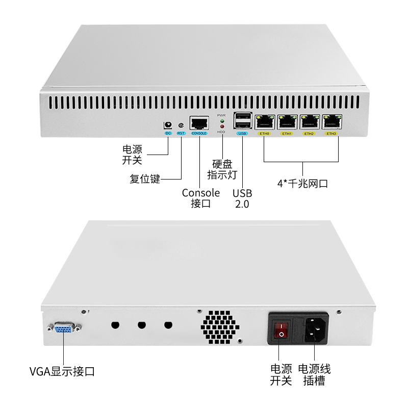 爱快软路由器四网口千兆N2600工控机多口宽带叠加爱快维盟-图0