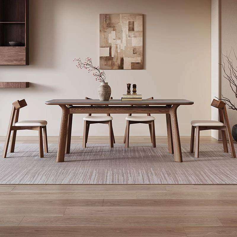 极简实木岩板餐桌家用小户型轻奢简约现代长方形餐桌椅2025新款,淘宝优惠券,粉丝福利购,淘宝优惠卷