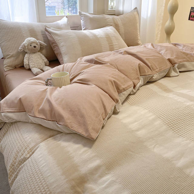 60-pin cotton wash cotton four-piece set 100% pure cotton quilt cover three-piece set high-end colored woven jacquard sheet four-piece set
