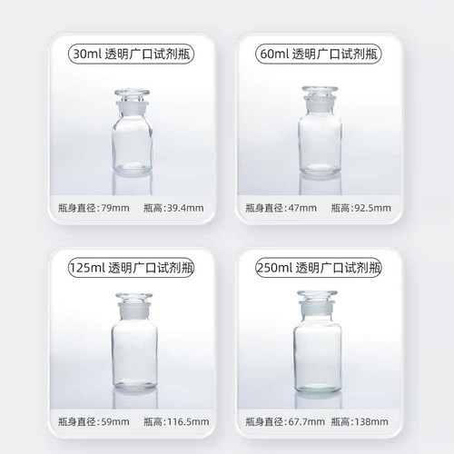 大口试剂瓶 刻度广口瓶 带磨砂透明玻璃广口瓶 - 图1