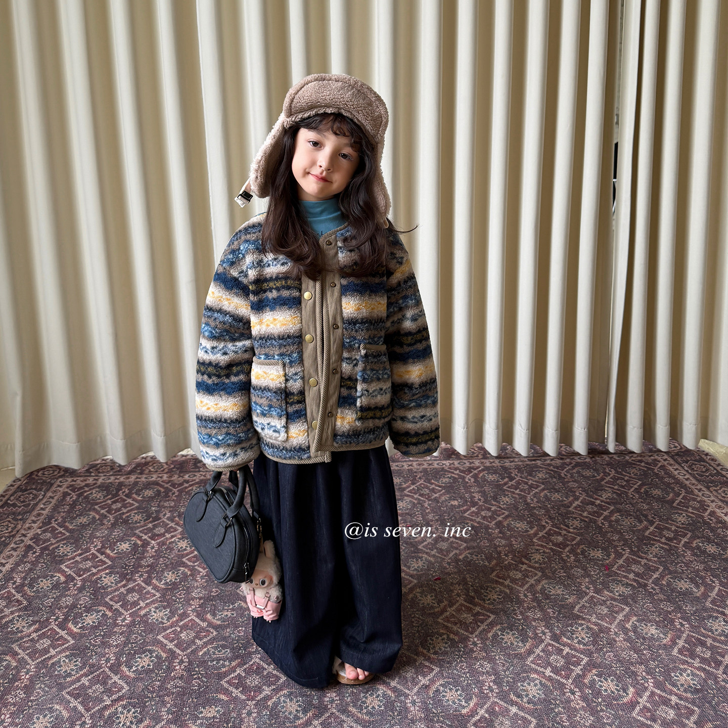 柒号童仓女大童韩版复古毛绒绒外套冬装新款儿童费尔岛加厚棉服潮,淘宝优惠券,粉丝福利购,淘宝优惠卷