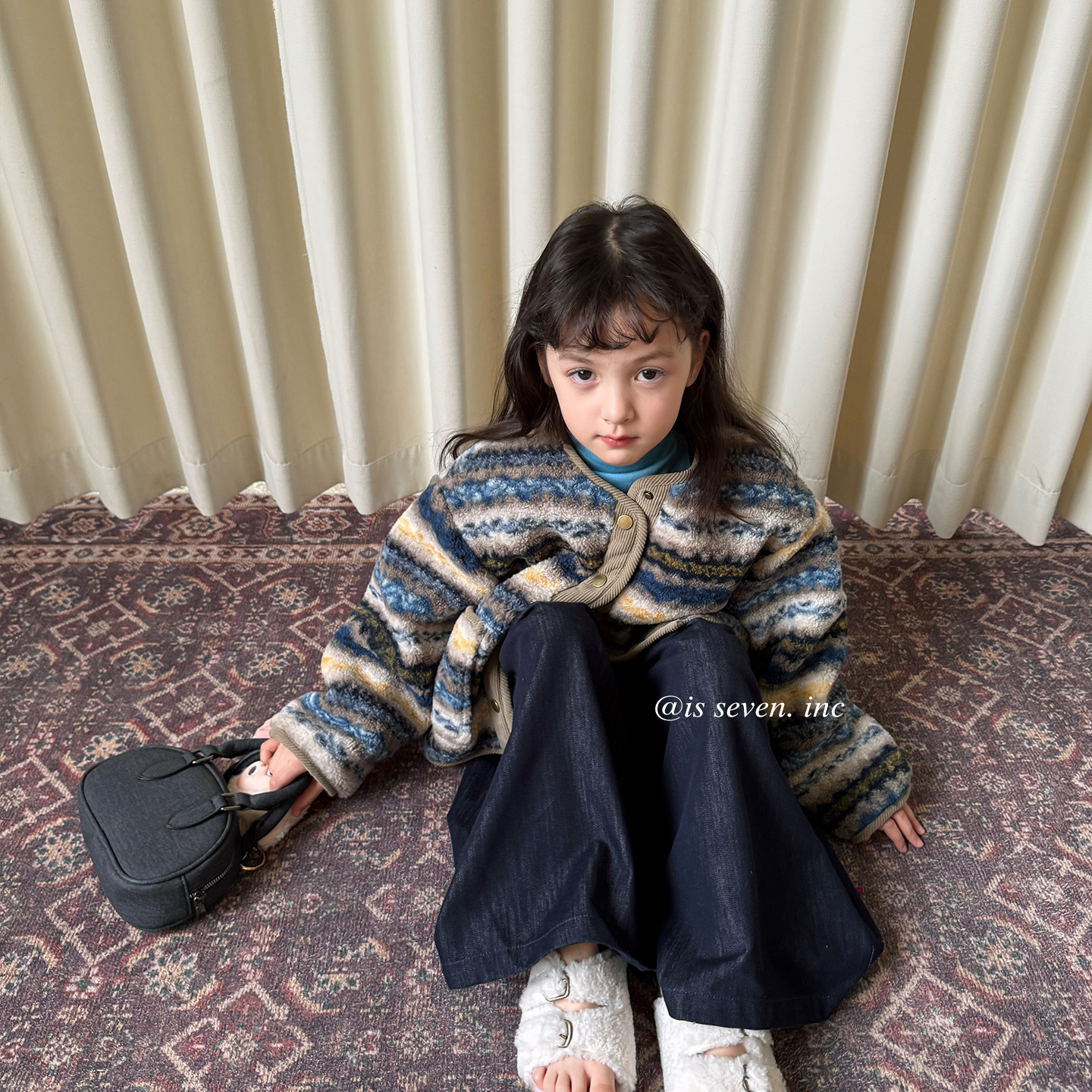 柒号童仓女大童韩版复古毛绒绒外套冬装新款儿童费尔岛加厚棉服潮,淘宝优惠券,粉丝福利购,淘宝优惠卷