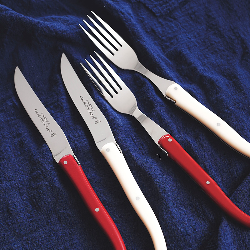 法国Claude dozorme狼头无扣拉吉奥乐系列牛排刀叉礼盒汤勺咖啡勺 - 图0