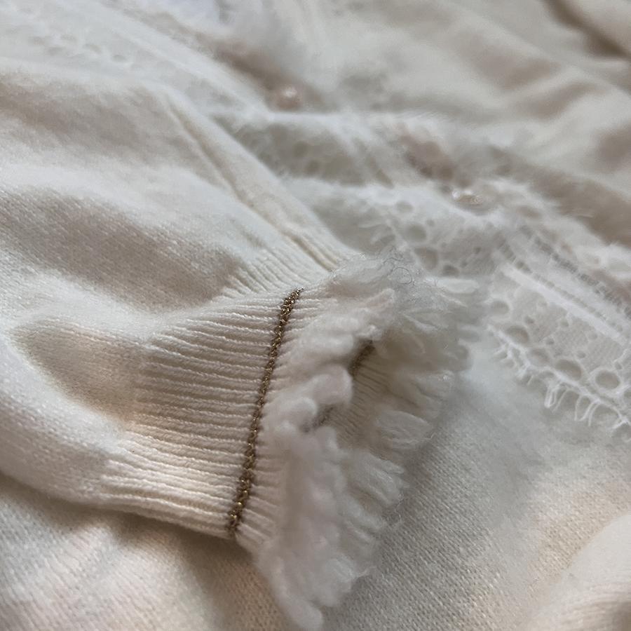 斐雪 拥抱诗意与浪漫 繁复工艺秋季流苏蕾丝花边针织纯羊绒开衫 - 图2